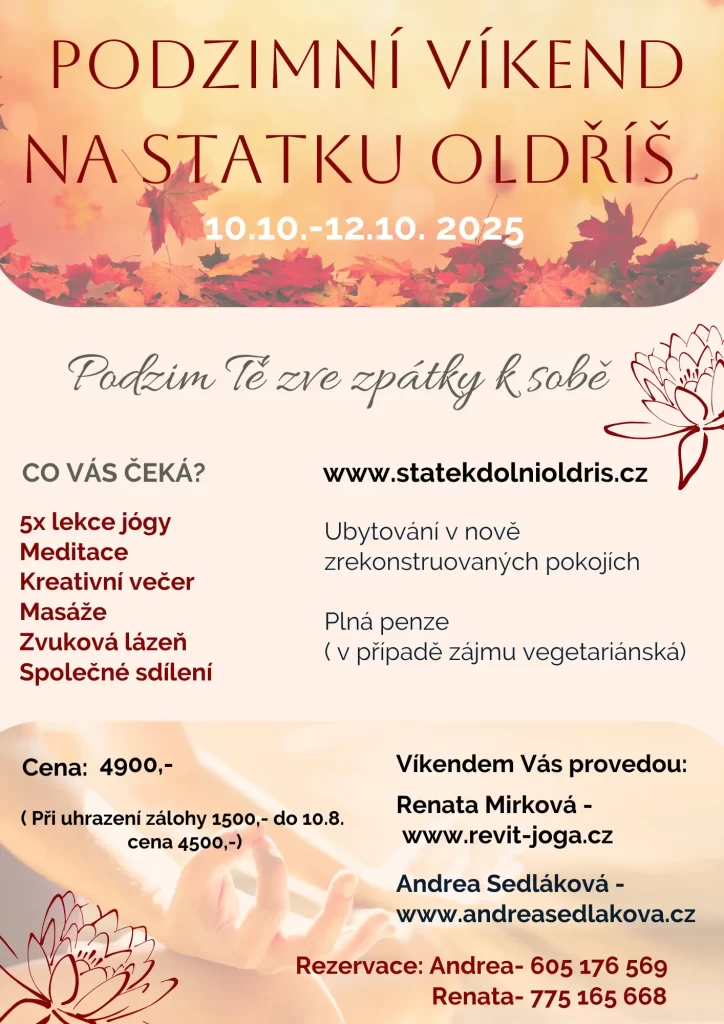 Pozvánka na jógový víkend na statku Oldřiš